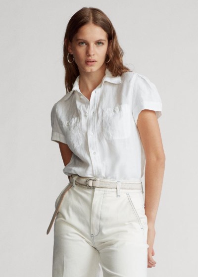 Women's Polo Ralph Lauren Linen Short-Sleeve Shirts | 209846UAM